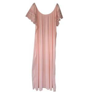 Sears Nightgown Vintage Lace Sleeve Floral Plus Size XXXX-54/56 Pink 65716